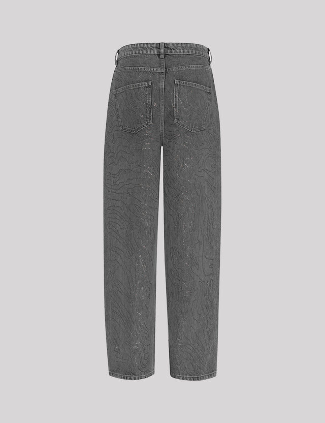 ROTATE Birger Christensen - Rhinestone Wide Leg Jeans